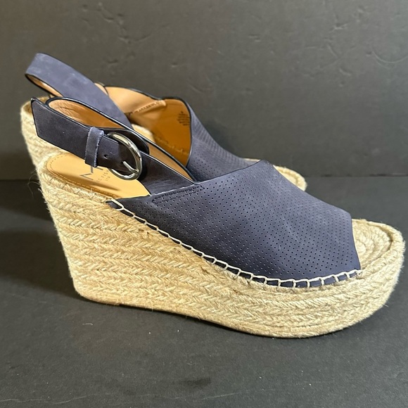 Marc Fisher Shoes - Marc Fisher Landela Womens Sandals Size 8 Blue Leather Platform Peep Espadrille